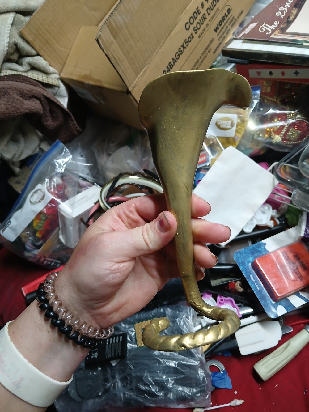 Vtg Mid Century Modern Brass Calla Lily Flower Candleholder Patina 7.5” Tall